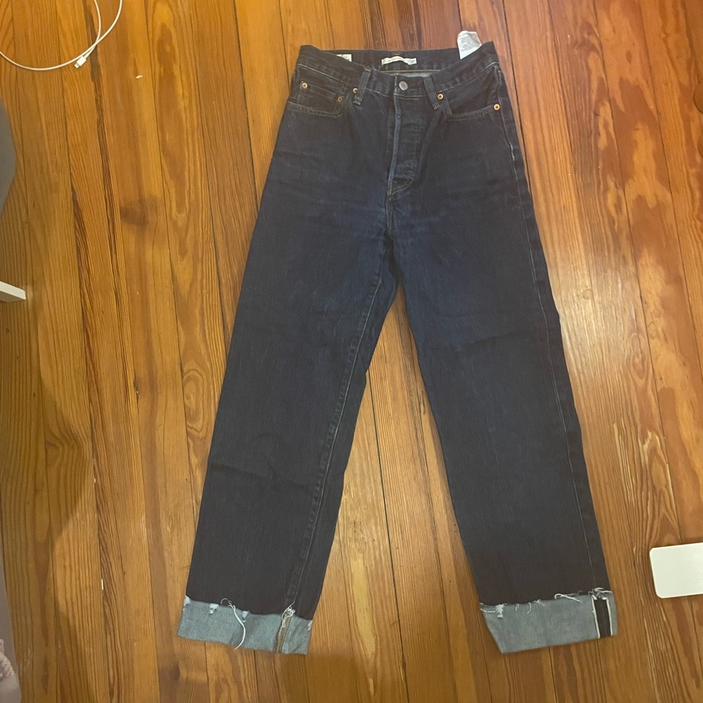Levi’s Ribcage straight jean, dark selvedge wash